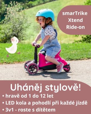 ✨ Malá jezdkyně, velká radost ✨ SmarTrike Xtend Ride-On roste s dítětem a promění každou procházku v zábavné dobrodružství...